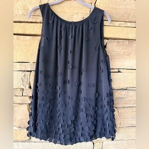 Talbots Elegant Black Chiffon Sleeveless Top w Fluttery Fabric Detail